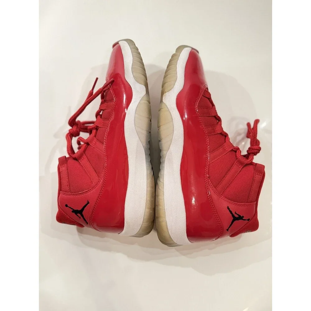 Nike Air Jordan Retro XI Win Like 96 Gym Red Patent Leather Sneakers Size 9.5